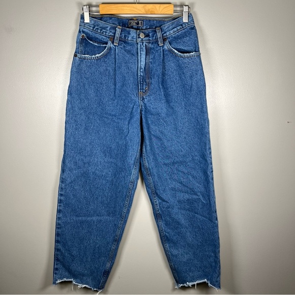 Abercrombie & Fitch Jeans Womens 27/4r Pleated 80s Mom Ankle High Rise Raw Hem - Picture 1 of 10